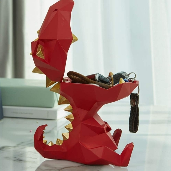 Red Geometric Dinosaur Key Holder - Picture 2 of 7